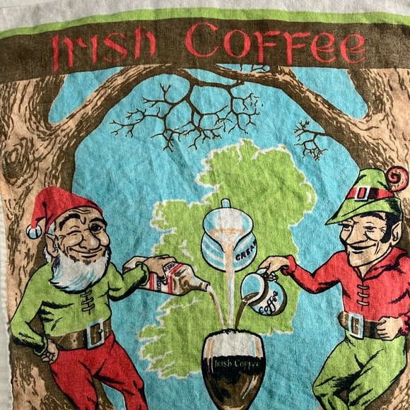 Vintage 100% Irish Linen dish towel with Irish Coffee Recipe - Picture 5 of 10